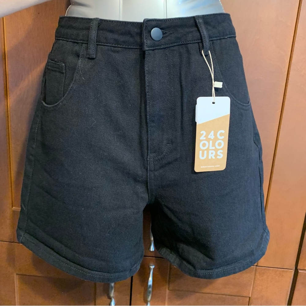 Black denim shorts roll cuff EU40L